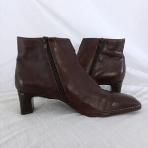 ARA Germany Leather Boots Square Toe Dress Shoes Brown Zip Comfort Flex Men 6.5